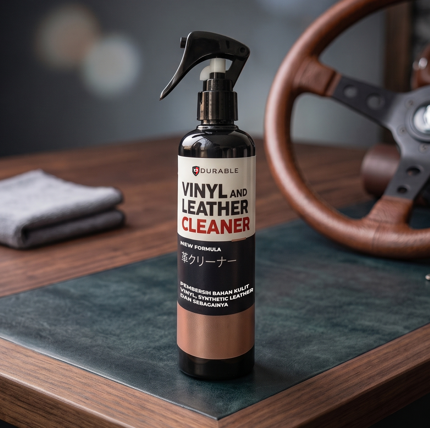 A Bottle of Leather and Vinyl Cleaner
